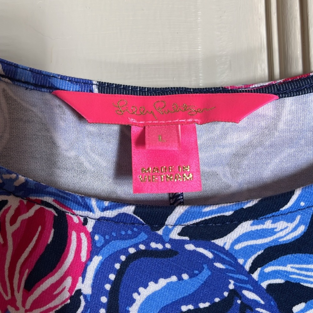 Lilly Pulitzer Low Tide Navy (Blue and Pink Floral Maxi) long sleeve. - Picture 5 of 7